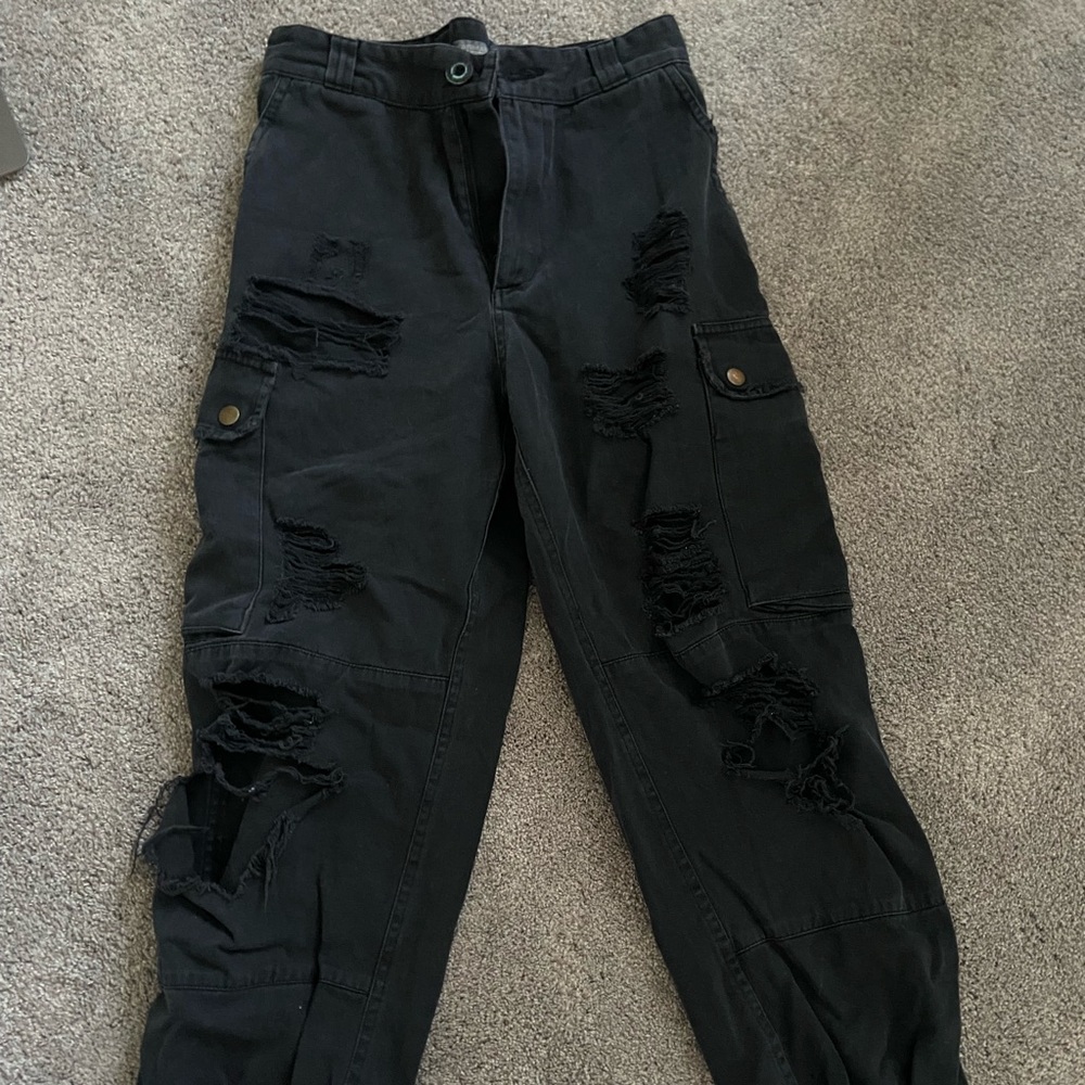 black ripped jeans